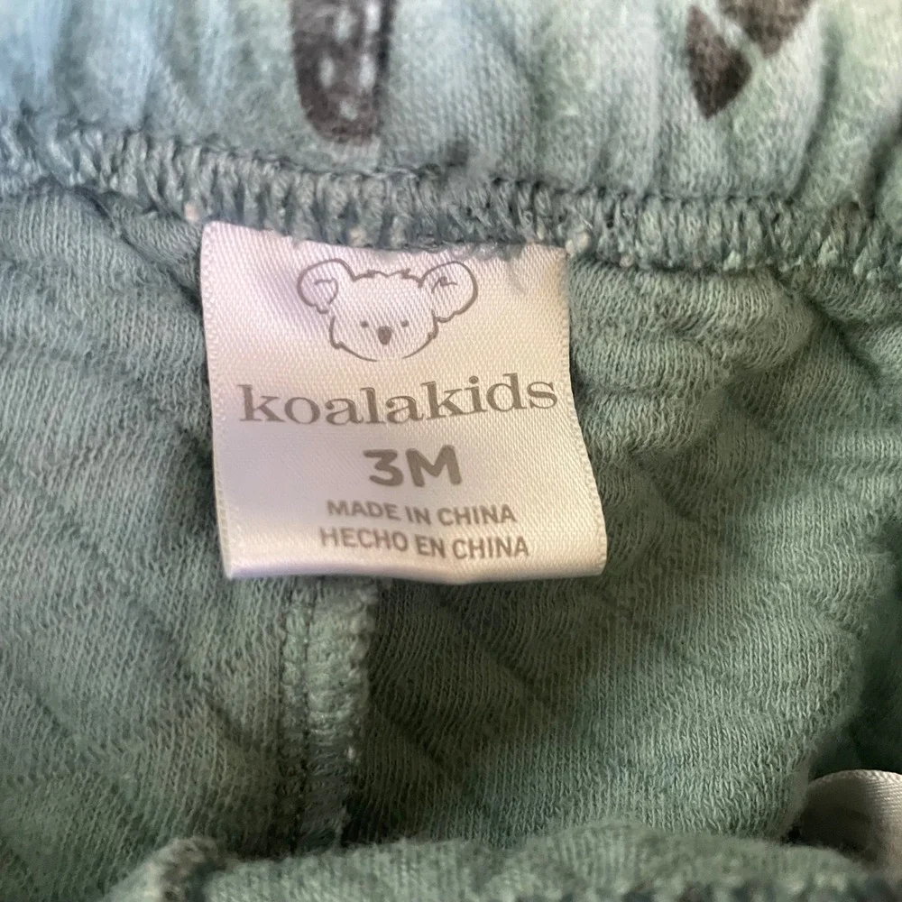 Koala Kids Baby 3M Quilted Matching Set Forest Animals Sage Green Pants Sweater